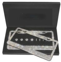 【YF】☑◄◑  1 Pcs License Plate Frame Rhinestone Meatal Holder Fashion Exterior Decoration