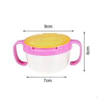 IU Double Handle Biscuits Snack Bowl Spill Proof Cup Feeding Bowls