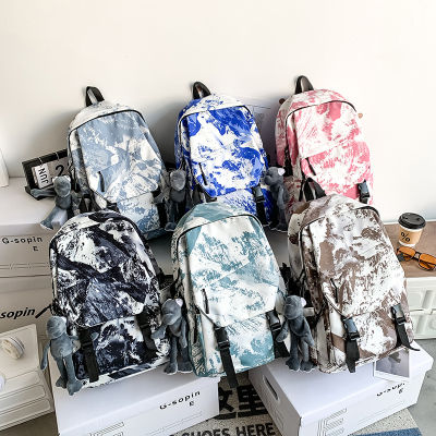 Graffiti Ulzzang Backpack for Women Men Student Large Capacity Waterproof Breathable Print Multipurpose Female Bags