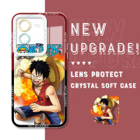 เคสใสสำหรับ Vivo V25 Pro 5G,เคสมือถือใสป้องกันกล้องคลุมทั้งหมดปลอกอ่อนการ์ตูน Luffy Ace