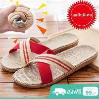 ฤดูร้อนชายผ้าลินินผู้หญิงกันลื่นในบ้าน Comfort รองเท้าแตะใส่ในบ้าน Women Men Anti-slip Linen Home Indoor Summer Open Toe Flats Shoes Slippers