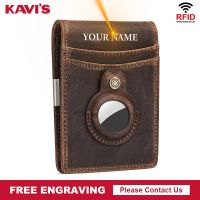 Free Engraving Leather Money Clips ID Credit Card Holder Wallet Purse RFID Blocking Mens Bank Card Wallet Case Protection Perse