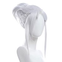 Halloween Cosplay Game Anime Valorant Jett Wig Silvery White Hair Costumes Props Halloween Dress Up Party Carnival Wigs+ Wig Cap