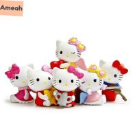 ของขวัญ AMEAH 6ชิ้น/ชุดตุ๊กตาของเล่น Q รุ่น Kawaii ฟิกเกอร์จิ๋วของเล่นโมเดลรูปสัตว์แมวเฮลโลคิตตี้เครื่องประดับโมเดลตุ๊กตาแอคชั่น