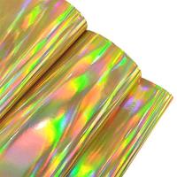 Holographic Faux Leather s Metallic Mirrored Vinyl Fabric Crafts Fabric for DIY Projects Wallets Handbags Making 46x135CM