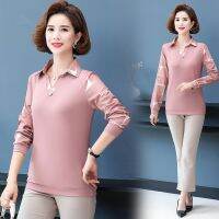 ✌❏❍ Mother fall into the new jacket long sleeve T-shirt middle-aged women loose big yards render small unlined upper garment to middle-aged and old two-piece outfit