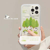 วงเล็บที่มองไม่เห็น White Forest Sheep Apple Iphone14 14Plus 14pro 14Promax 13pro/ 12Pro Max โทรศัพท์มือถือกรณีเหมาะสำหรับ8 Plus 11 11 Pro 11 Pro Max X Xs Xr Xs Max 7 8 Plus Soft Shell Soft ปลอกหุ้ม