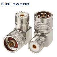 Eightwood 2PCS N to UHF Car Radio Antenna RF Coaxial Adapter N Plug Male to UHF Jack Female Connector Right Angle SO-239 SO239