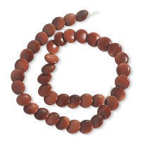 ลูกปัดหินแท้ เม็ดกลมแบน (Flat Round) หินทราย (Sand Stone) 12 mm - (สีน้ำตาล)