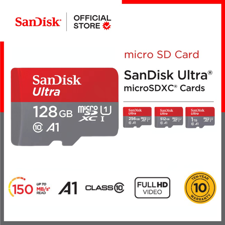 SanDisk Ultra 128GB 256GB 400GB 512GB 1TB A1 Series micro SD (SDSQUAB ...