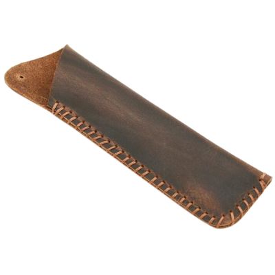Genuine Leather Double Pen Sleeve Case Holder Pouch Cover for 2 Pen Handmade Vintage (Brown)