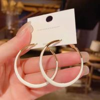 【CC】 2022 New European and Temperament Enamel Metal Hoop Earrings Accessories Womans Fashion Jewelry