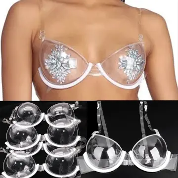 Women 3/4 Transparent Clear Push Up Bra Ultra-thin Strap Invisible Bras  Underwear
