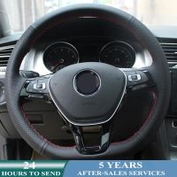 【YF】 Car Steering Wheel Cover Hand Sewing Original Braid For Volkswagen Golf 7 Mk7 New Polo Passat B8