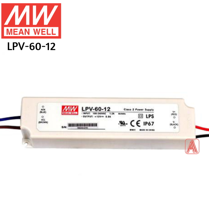 Alimentation MEAN WELL LPV-60-12 60W 12V 5A - Alimentation LED étanche IP67