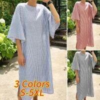 ✣ ZANZEA Womens Summer Street Fashion Striped Flare Sleeve Side Fork Maxi Dresses