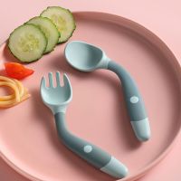 Baby Spoon Fork Feeding Set Silicone Utensils Toddler Bendable Soft Fork Training to Eat Food Children Kids Cutlery Tableware Bowl Fork Spoon Sets