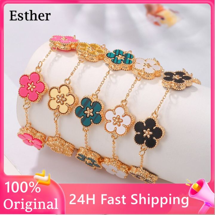 Fashion Four-leaf Clover Five-flower Bracelet, Bracelet Jewelry Ladies  Friendship Bracelets, Gifts For Family Or Friends A