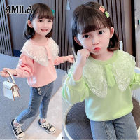 AMILA Girls Lace Sweater เสื้อยืดเด็กผู้หญิงแขนยาว Tops