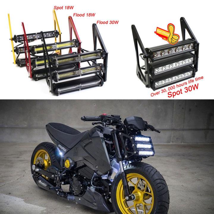 ไฟหน้ารถจักรยานยนต์90วัตต์12โวลต์3400lm-led-ดัดแปลงสามชั้นด้านหน้าส้อมแสงโคมไฟ4สียึดสำหรับ-grom-msx125-125sf