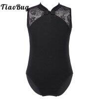 【cw】 Kids Ballet Leotard Sleeveless Embroidery Keyhole Back Gymnastic Jumpsuit Bodysuit Competition Dancewear !