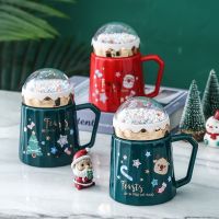 Newest Christmas Mugs Couples Ceramic Santa Claus Figurines Creative 2023 Xmas Gift New Lid Design Office Home Milk Coffee Cup