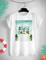 เสื้อยืดลาย Summer Holiday สีสันสดใส ใส่สบาย ไม่ยืด ไม่ย้วย