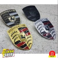 Metal PORSCHE HORSE Logo Car Auto Front Hood Emblem cayman taycan macan panamera cayenne โลโก้ติดฝากระโปรงหน้า งานโลหะ #สติ๊กเกอร์ติดมอไซต์ 3m #สติ๊กเกอร์ติดรถ  #สติ๊กเกอร์ติดมอไซต์  #สติ๊กเกอร์ติดมอไซ