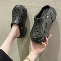 New height increasing clogs summer thick-soled womens shoes ins trendy slope heels lightweight toe-toe slippers non-slip beach sandals 【JYUE】