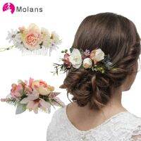 [HOT 2023] Molans Boho เจ้าสาวผมหวี Rustic Wedding ดอกไม้ผู้หญิงกระตุ้นดอกไม้ Hairpins เจ้าสาวเครื่องประดับผม Greenery Combs