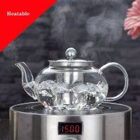 600 ml800 ml transparent heat-resistant glass coffee pot Chinese Kung Fu tea set Stainless steel tea leaking pot Hom jug