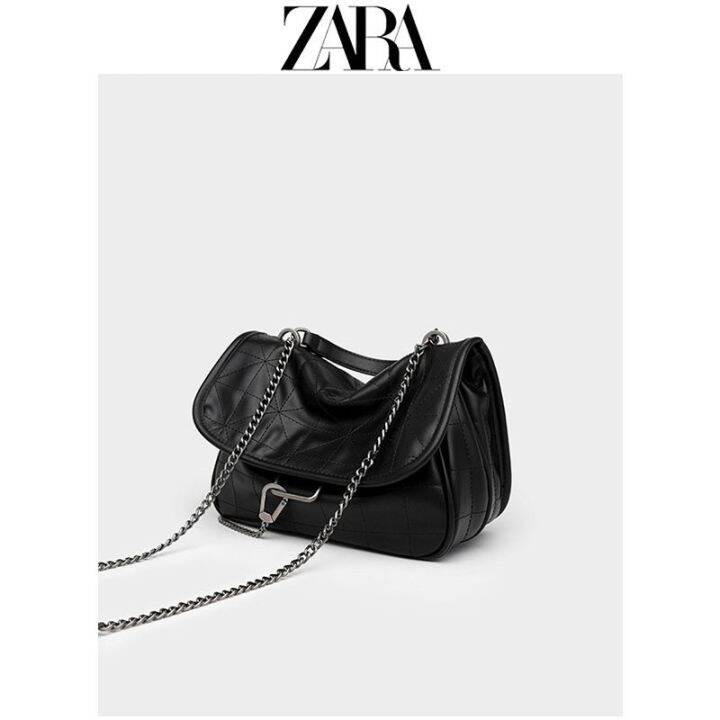 zara-womens-bag-2022-new-black-rock-soft-shoulder-messenger-bag-rhombus-chain-hobo-bag-trendy