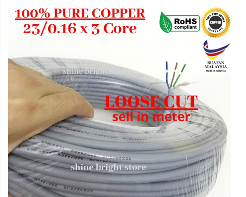 Loose Cut 23 0.16mm X 3c 100% Pure Full Copper 3 Core Flexible Wire 