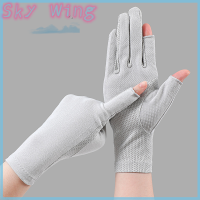 Sky Wing ถุงมือสำหรับขับรถสำหรับผู้หญิง, ถุงมือสำหรับกิจกรรมกลางแจ้งระบายอากาศได้ดีบางป้องกันรังสียูวีถุงมือขี่จักรยานหน้าจอสัมผัสระบายอากาศได้1คู่