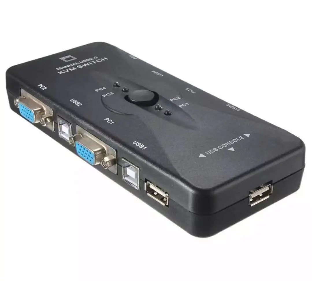 USB 2.0 KVM 4 Port Switch Box Black One