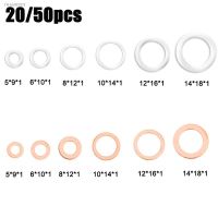 ☋ 20/50pcs Stainless Steel Aluminum/Copper Flat Washer M5 M6 M8 M10 M12 M14 Plain Gasket Sump Plug Oil Fittings Sealing Washers