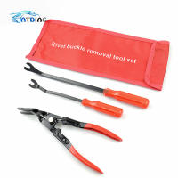 3pcsSet Auto Fastener Pliers Car Door Panel Remover Clip Trim Auto Puller Tool Retaining Clip Remover Pry Bar Tool Nylon Bag