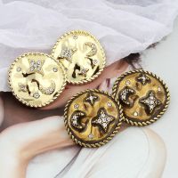 6PCS Retro Rhinestone Star Moon Metal Button High end Women 39;s Sweater Clothing Decoration Big Button