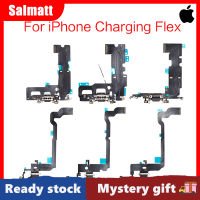 Salmatt iPhone 7 8 Plus X XR XS MaxCharger พอร์ตชาร์จ USB สายตัวเชื่อมต่อแบบแท่นยืดหยุ่นพร้อมไมโครโฟนและช่องเสียบหูฟัง