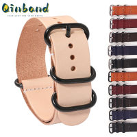 Qinband สายนาฬิกาข้อมือขายดีครั้งแรกสายรัดหนังวัวหัวเข็มขัด Nato Zulu ZULU สร้อยข้อมือย้อนยุคน้ำมัน18มม. 20มม. 22มม. 24มม.