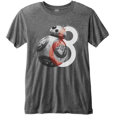 Lowest Price Star Wars - Episode VIII BB-8 Big Eight Mens Cotton T-Shirt - Grey  R4S7