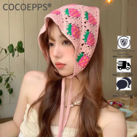 COCOEPPS ชุดเดรสตะขอสามเหลี่ยมลายสตรอเบอร์รี่ขนาดเล็กซองเด็กผู้หญิงหวานและเผ็ดสำหรับผูกผมสไตล์ใหม่