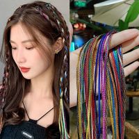 ★New★ Net red braided hair color rope dirty braid colorful flash girl ribbon childrens national wind tie hair rope ribbon hair accessories