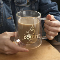 2021ใหม่เรียบง่ายแก้วถ้วยกาแฟ Drinkware ฉนวนกันความร้อนผนังสองถ้วยแก้วช้อนของขวัญร้อนสไตล์ยุโรปแก้วใส