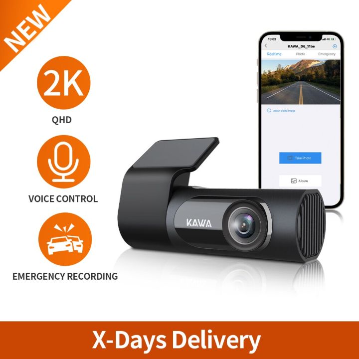 Dash Cam 2K, Kawa 360 Dash Camera for Cars 1440p with Color Night Vision, Voice Control, Black