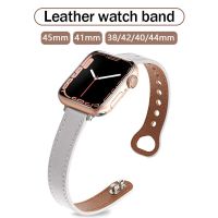 【ดีที่สุด A]✩ สายรัดหนังบางสร้อยข้อมือหนังสำหรับสายคาด Apple Watch Ultra 8 7 6 5 3 Se สำหรับ IWatch 49มม. 45มม. 41มม. 40มม. 44มม. 38มม. 42มม. 42มม.