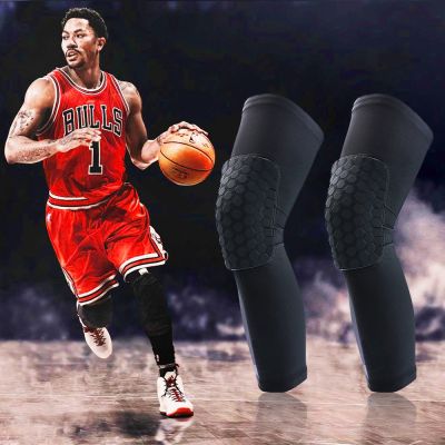 1PC Breathable Absorb Sweat Basketball Knee Pad Honeycomb Shockproof Long Leg Sleeves Knee Brace Football Sports Knee Guard