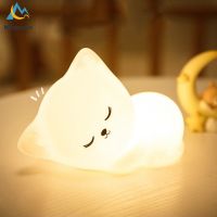 Soft Silicone Cat Seven Colors LED Night Lights USB Rechargeable Children Baby Kids Night Lamp Creative Cartoon Room Decor Light