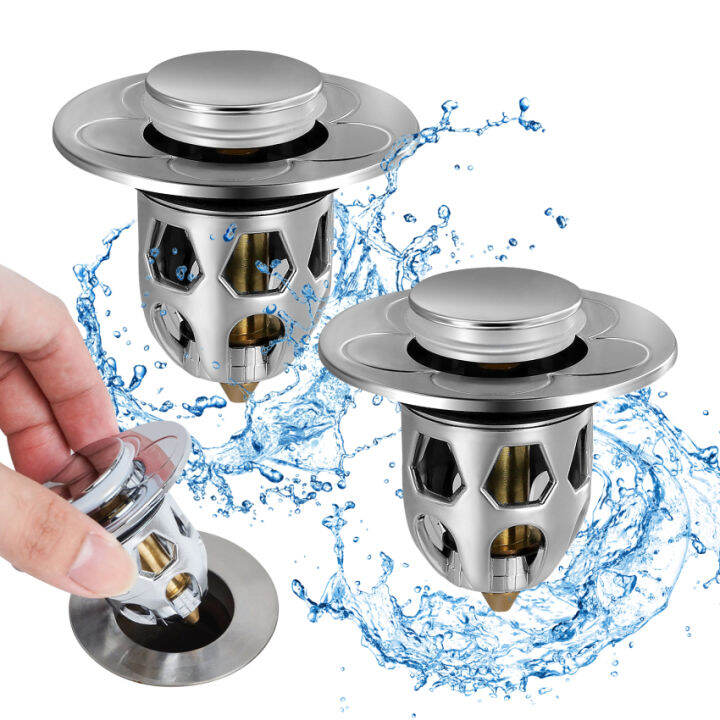 One Set Of 2 Stainless Steel Universal Drain Plugs With BuiltIn Brass