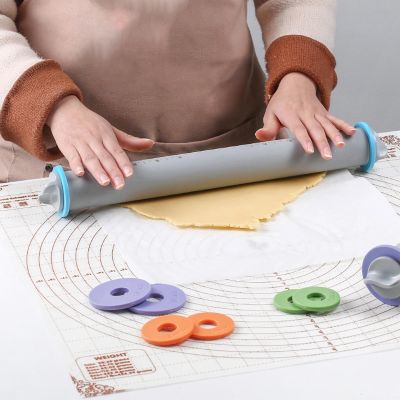 2023 Silicone Adjustable Thickness Flour Rolling Pin Cooking tools Baking utensils Cake Dough Roller Baking Pastry kitchen Tools